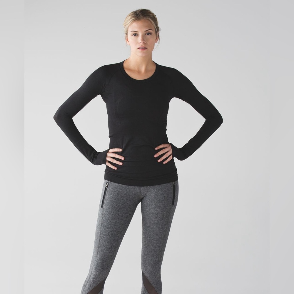 Lululemon Black Swiftly Tech Long Sleeve Crew Thumb Holes Run Yoga Activewear - Picture 4 of 12